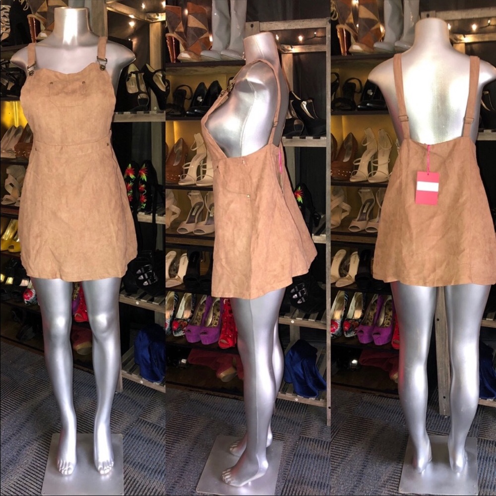 Suede Overalls Dress